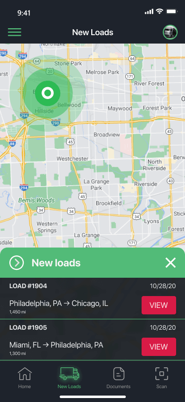 Driver app screen 14